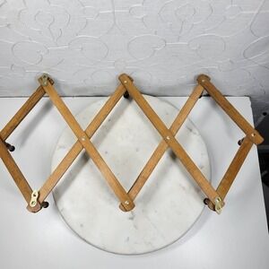 Vintage Wooden Accordion Coat Rack Expandable 10 Peg Wall Hook Hanger Farmhouse